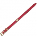 Lederhalsband La Cinopelca Fashion Colours rot  / (Größe) M  - Umfang ca. 28,5 bis 32 cm
